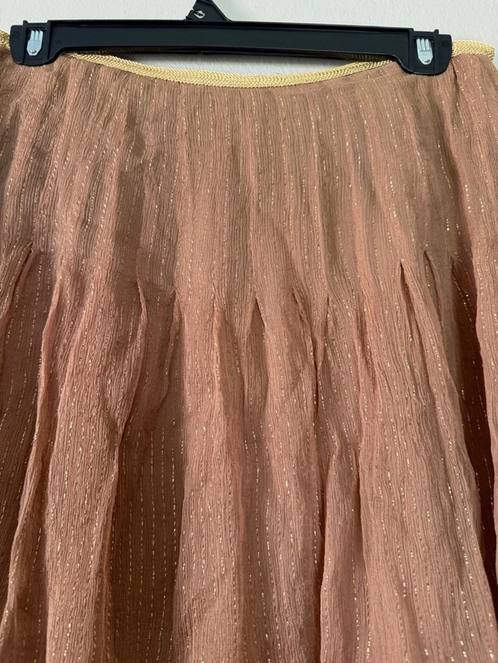 Allison Taylor Bronze-Brown A-Line Skirt with Gold Waist Trim